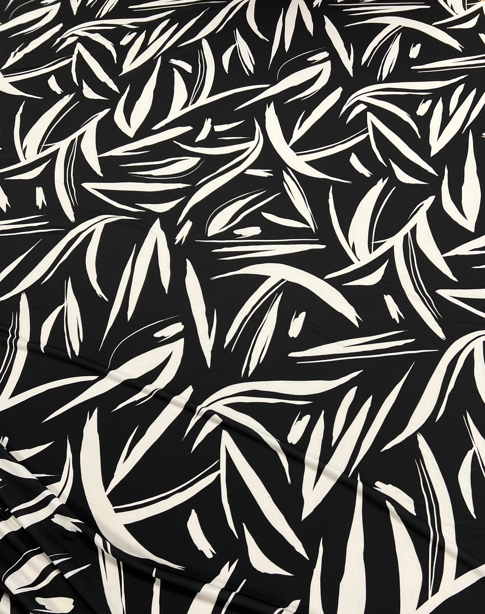 Black White Swirl Print ITY Fabric 2 Way Stretch - T9 Fabrics
